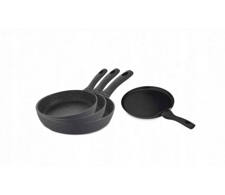 Set 3x Pfannen GRANITEX 20/24/28 cm + Crepepfanne