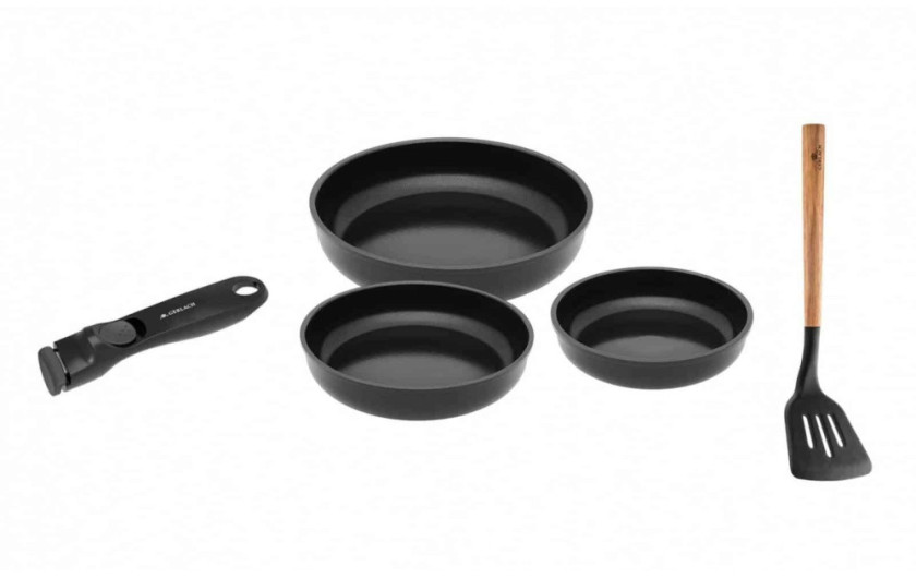 Set mit Pfannen SMART 20/24/28 cm + Griff + Spatel mit Löchern