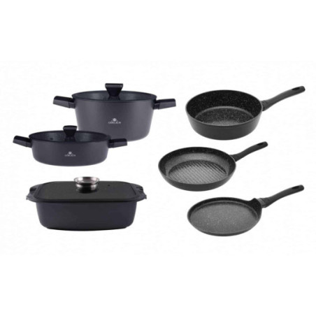 Topfe 24/28cm + Bräter + 2xPfanne 25/28cm + Grillpfanne 28cm GRANITEX