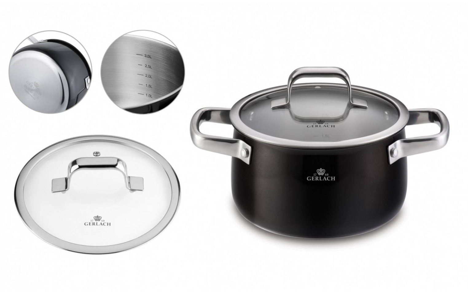 Topfset 6 Teile PRIME + Messerset im Block DECO BLACK