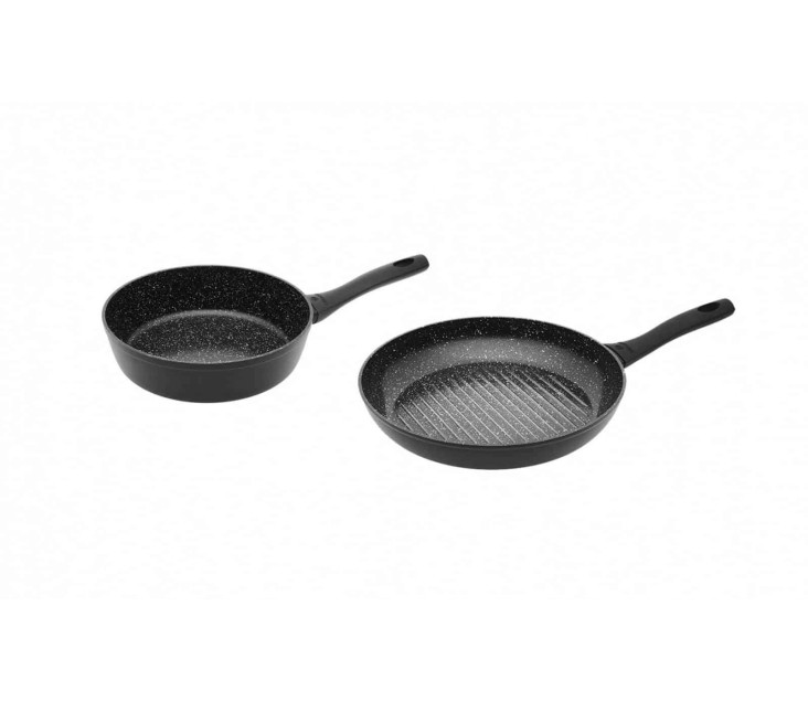 Set tiefes Pfanne 24 cm + Grillpfanne 28 cm GRANITEX