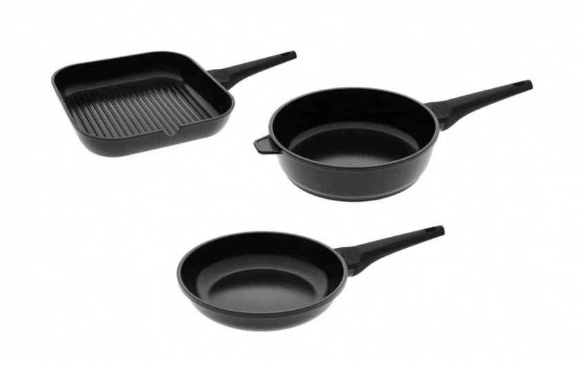 Zestaw 3x patelni 24cm + głęboka 28 cm + grillowa 24 cm MONOLIT