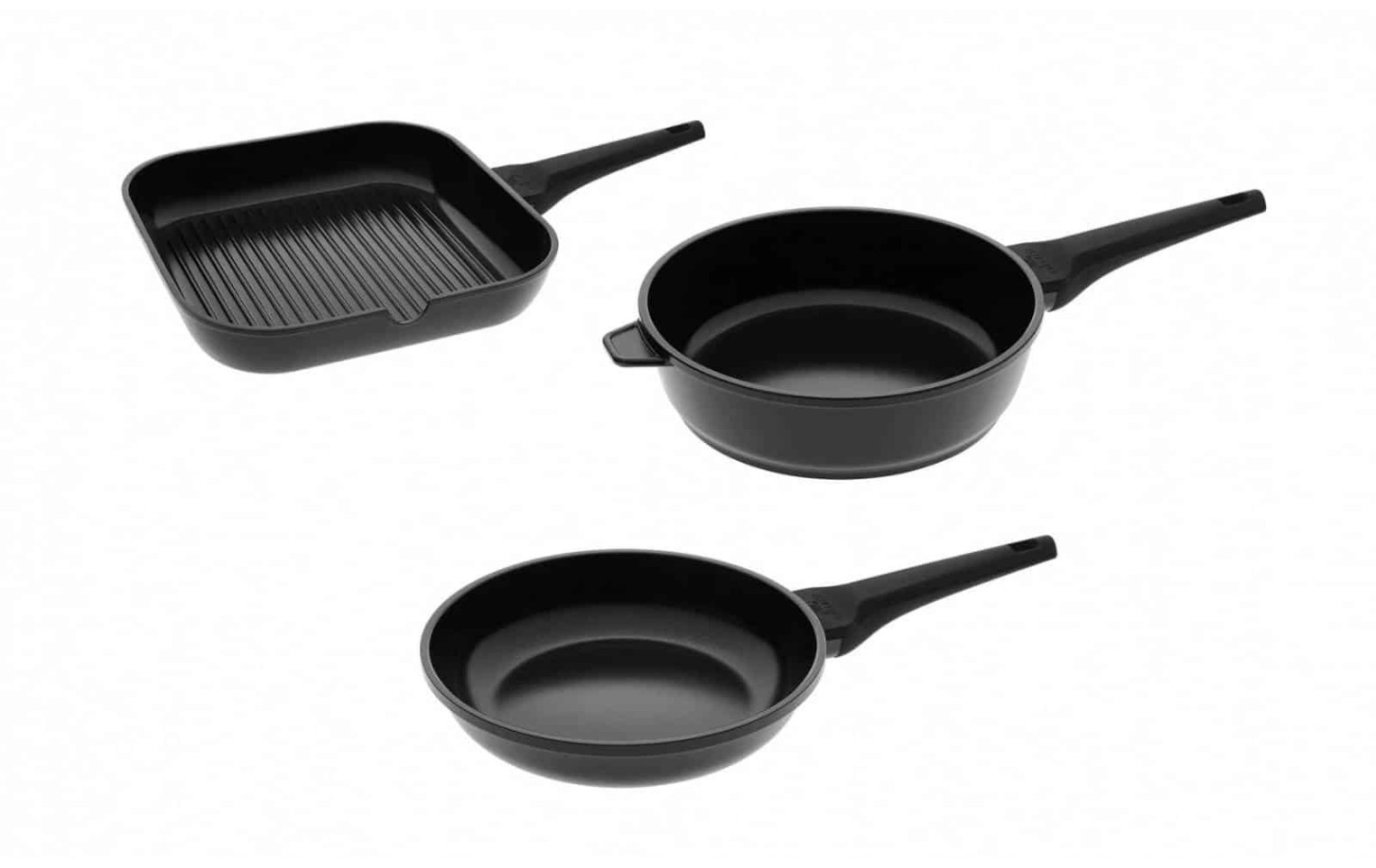 Zestaw 3x patelni 24cm + głęboka 28 cm + grillowa 24 cm MONOLIT