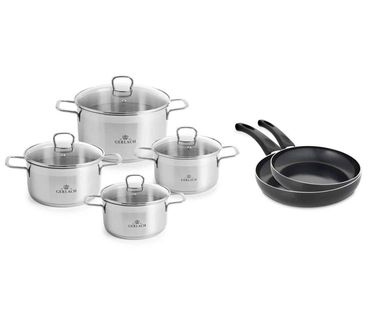 Topfset 8 Teile BRAVA + 2xPfannen 24/28cm INITIAL