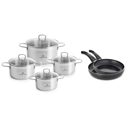 Topfset 8 Teile BRAVA + 2xPfannen 24/28cm INITIAL