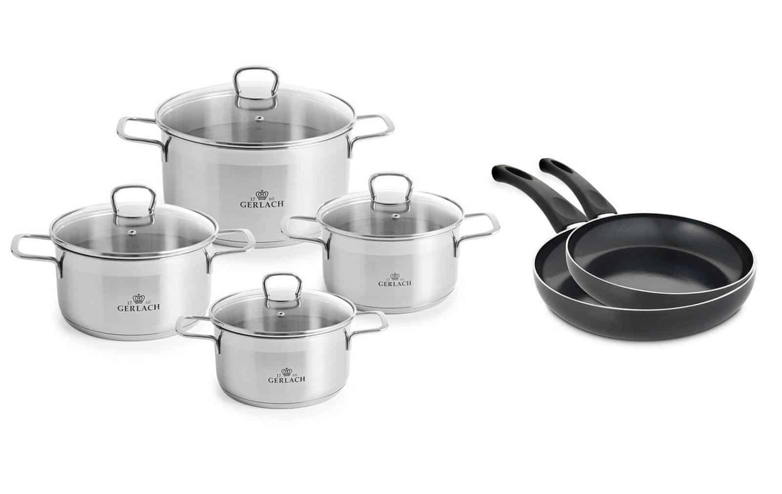 Topfset 8 Teile BRAVA + 2xPfannen 24/28cm INITIAL