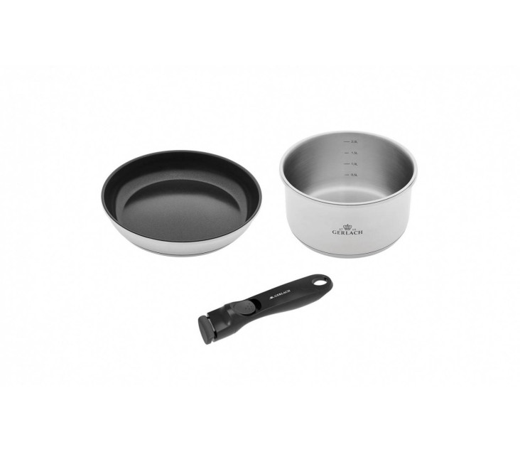 SMART STEEL Pfanne 24 cm + Topf 18 cm (2 l) + Griff