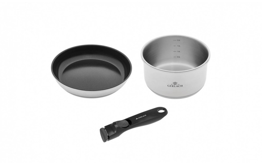SMART STEEL Pfanne 24 cm + Topf 18 cm (2 l) + Griff SMART STEEL Pfanne 24 cm + Topf 18 cm (2 l) + Griff