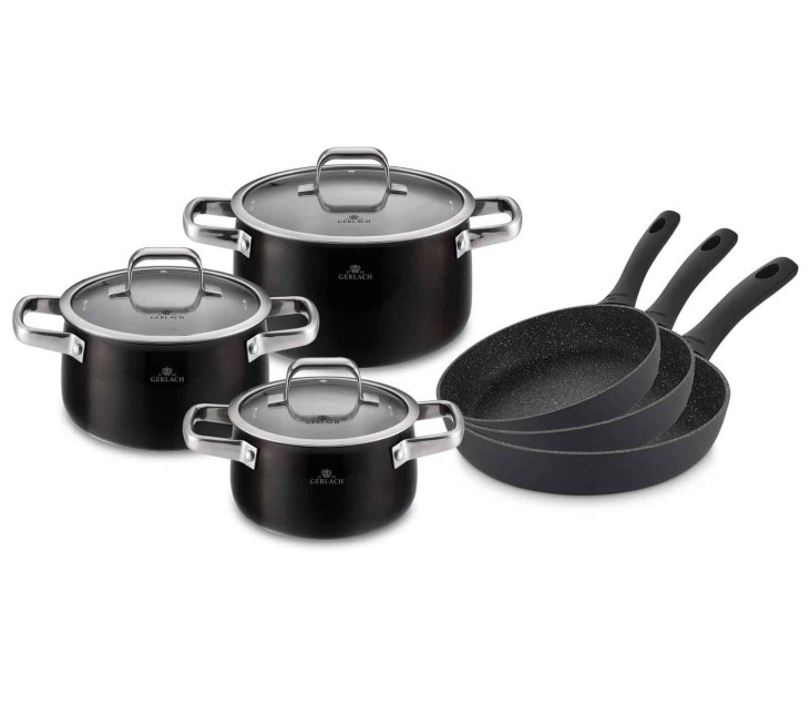 Set aus 6-teiligen Kocht&ouml;pfen PRIME + 3 Pfannen 20/24/28 cm GRANITEX.