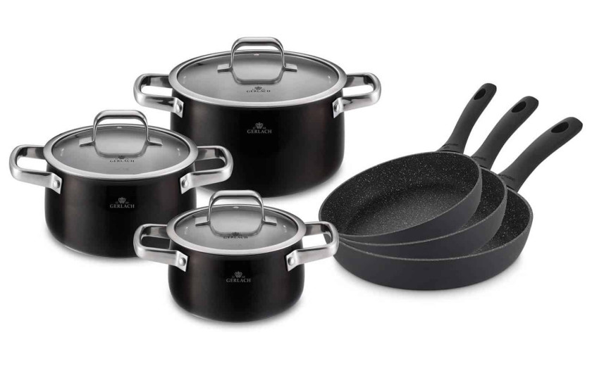 Set aus 6-teiligen Kocht&ouml;pfen PRIME + 3 Pfannen 20/24/28 cm GRANITEX.