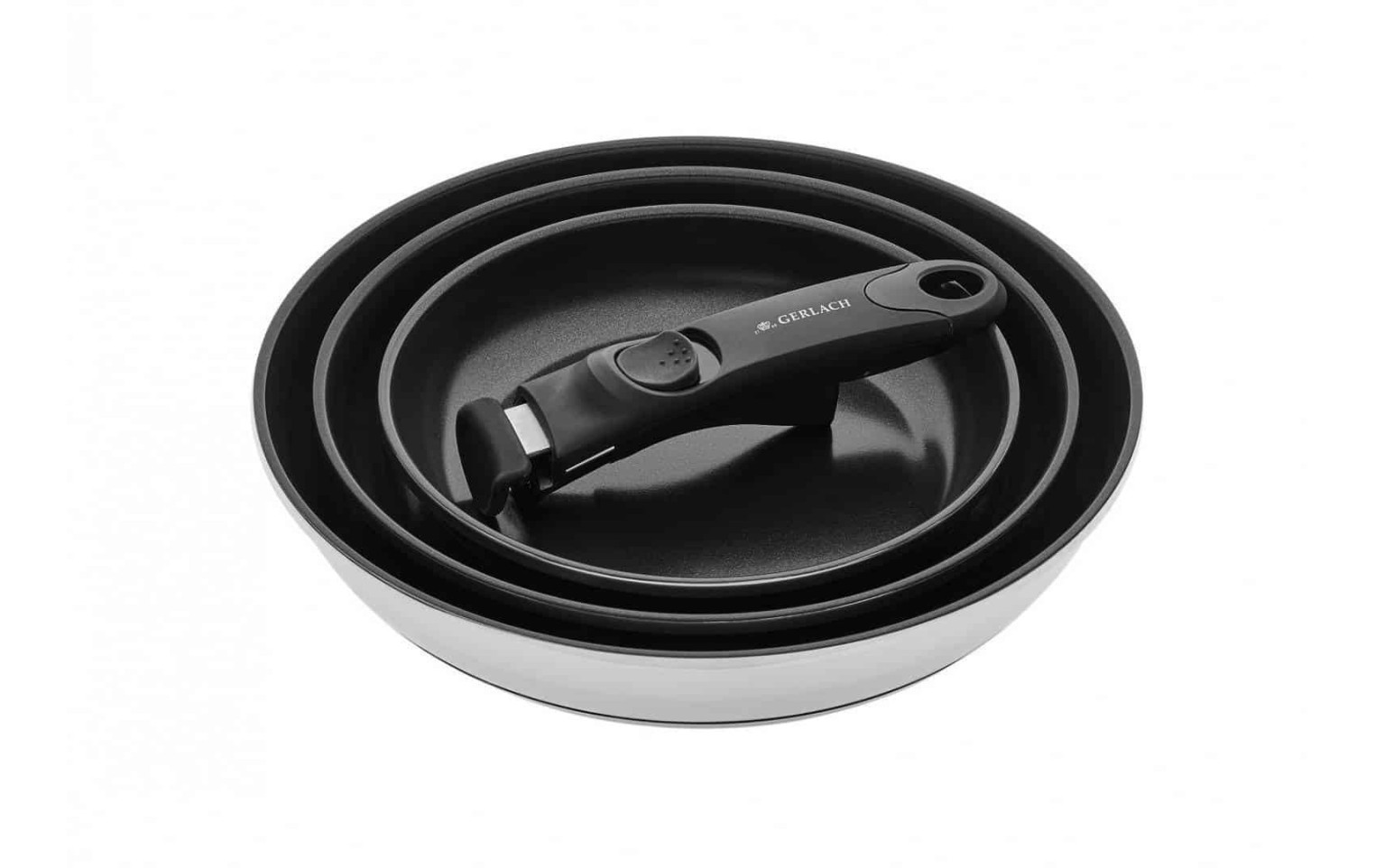 Topfset 4 Teile SMART STEEL + 3xPfannen 20/24/28cm SMART STEEL + Deckel 6 Teile SMART