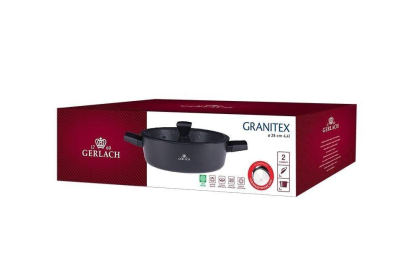 Set 3x Pfannen 20/24/28 cm + Br&auml;ter 32 cm + Topf 28 cm GRANITEX