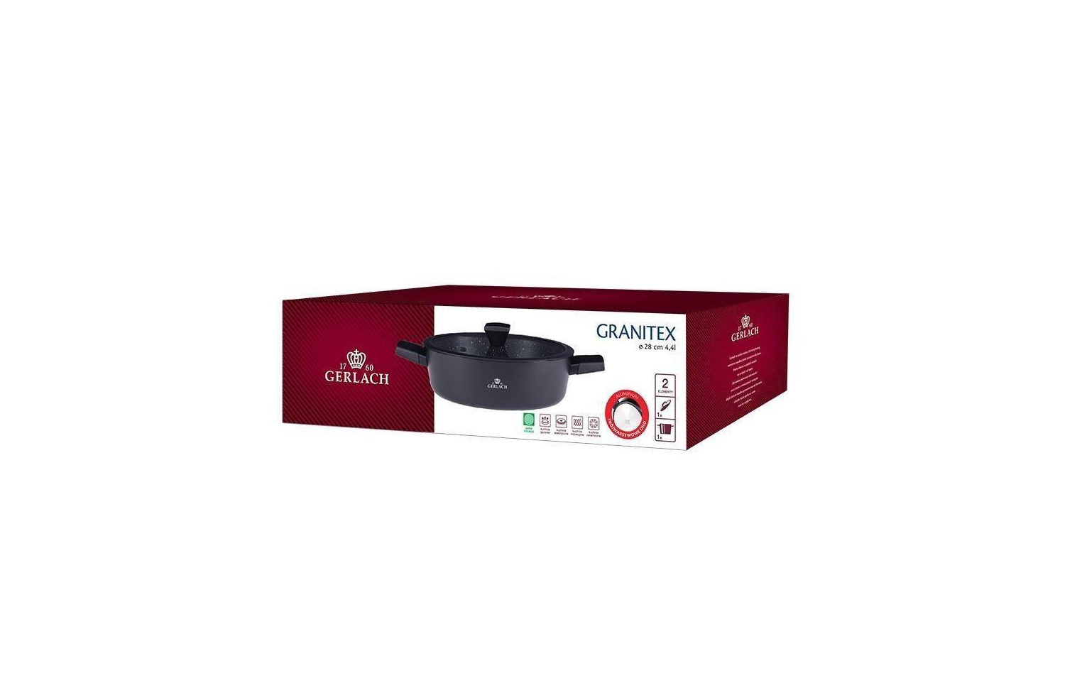 Set 3x Pfannen 20/24/28 cm + Bräter 32 cm + Topf 28 cm GRANITEX