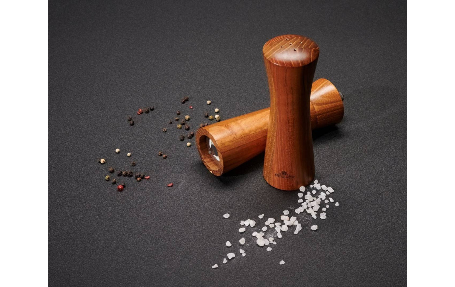 Messerset im Block + Schneidebrett + Salzstreuer und Pfeffermühle NATUR