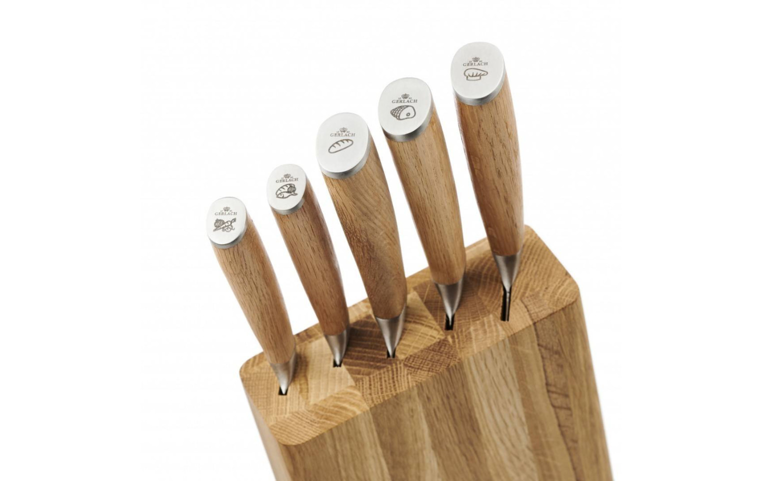 Messerset im Block + Schneidebrett + Salzstreuer und Pfeffermühle NATUR