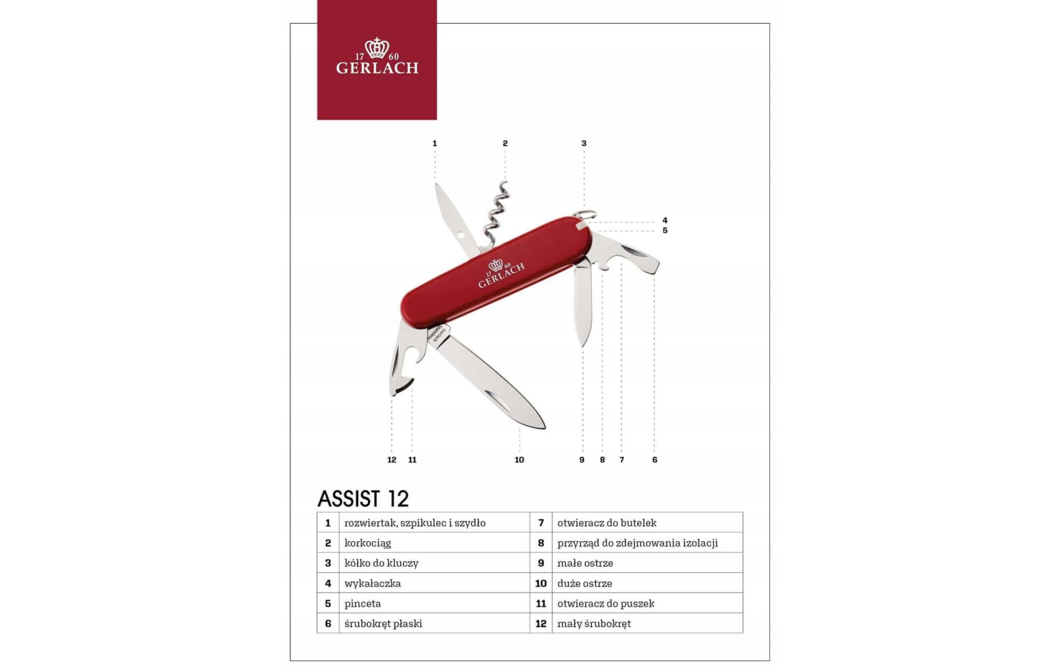 Taschenmesser mit 12 Funktionen ASSIST