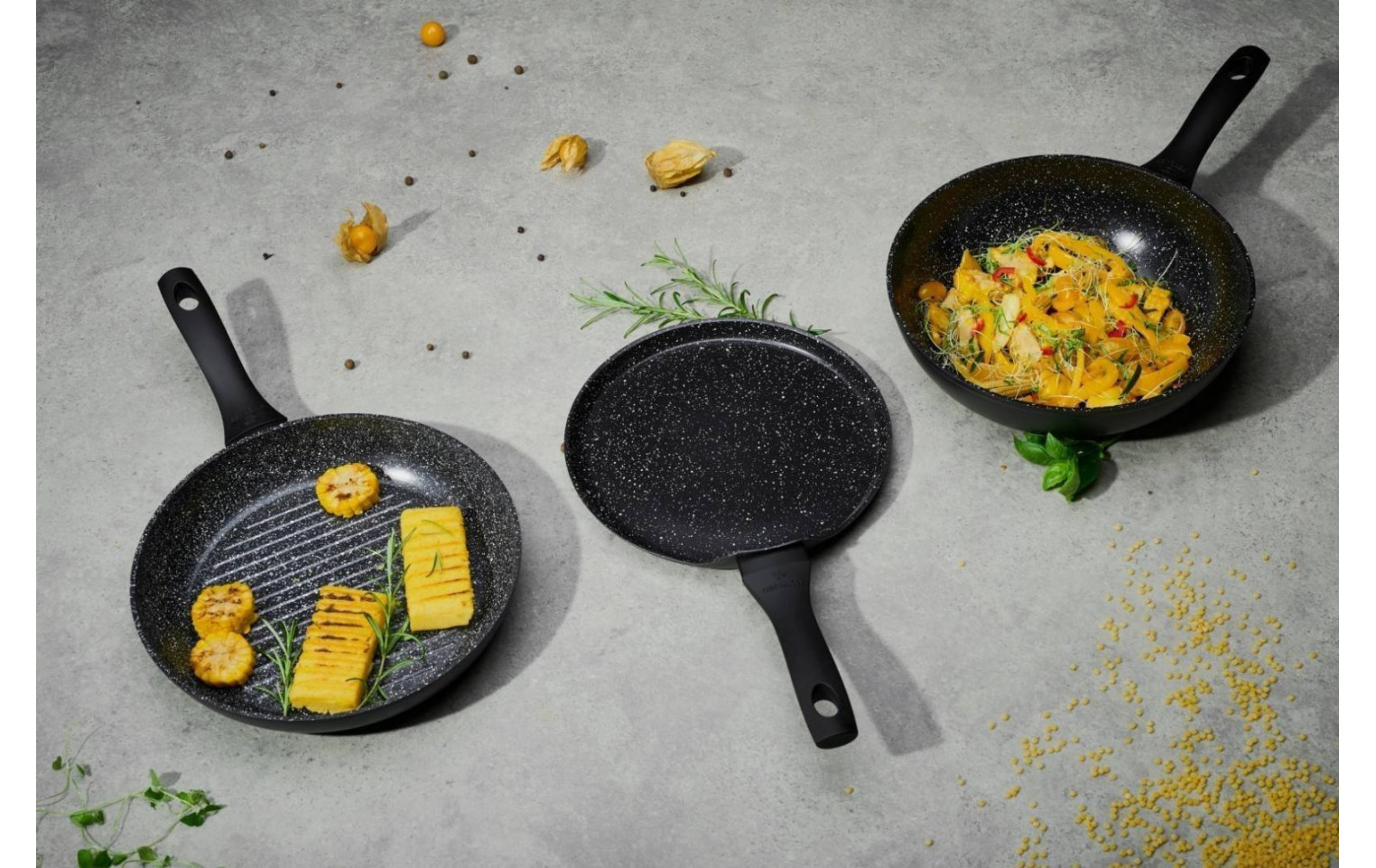 Topfe 24/28cm + Bräter + 2xPfanne 25/28cm + Grillpfanne 28cm GRANITEX