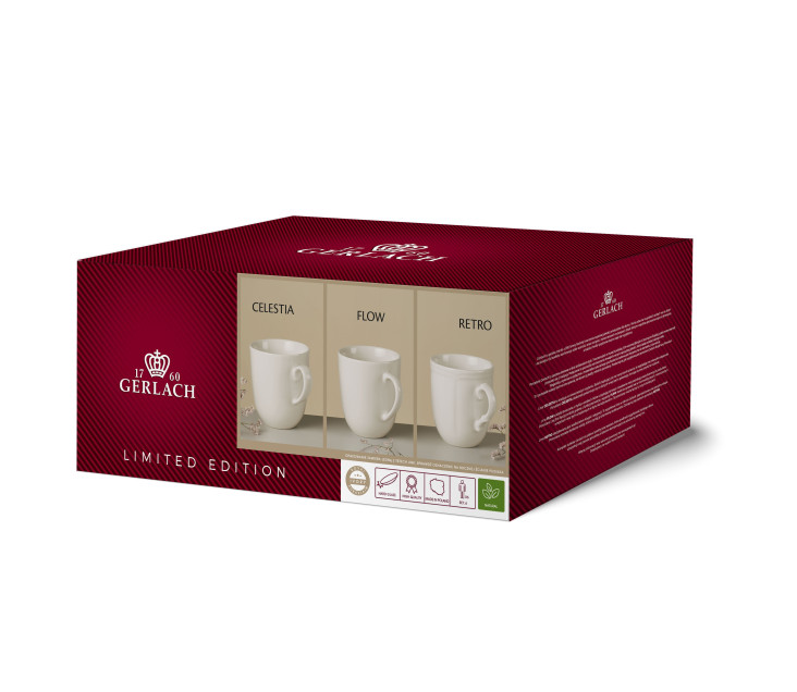Porzellanbeche 6 Teile RETRO