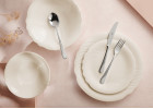 Porzellanservice CELESTIA 38-teilig für 6 Pers.: Essteller 18-teilig + Tasse mit Unterteller 12-teilig + Becher + Salatschüssel Porzellanservice CELESTIA 38-teilig für 6 Pers.: Essteller 18-teilig + Tasse mit Unterteller 12-teilig + Becher + Salatschüssel