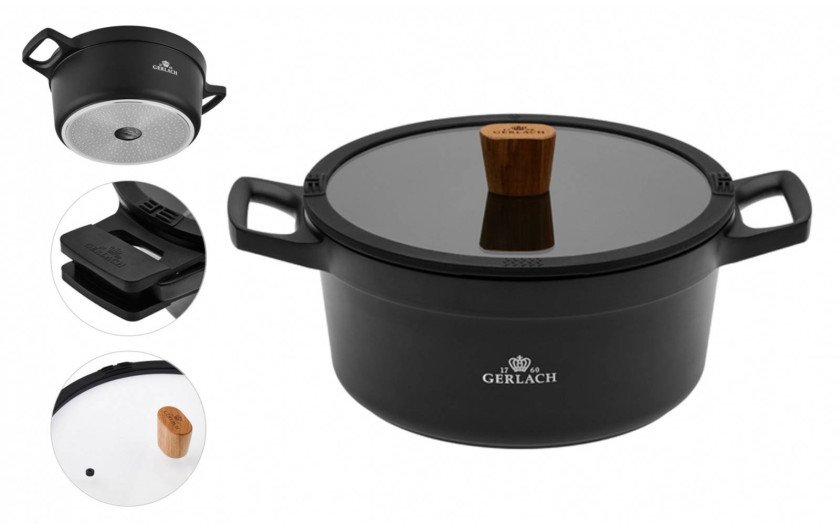 Topf 24/28cm + Pfanne 24cm + Grillpfanne 28cm + Wok-Pfanne 28cm + Schneidebrett NATUR
