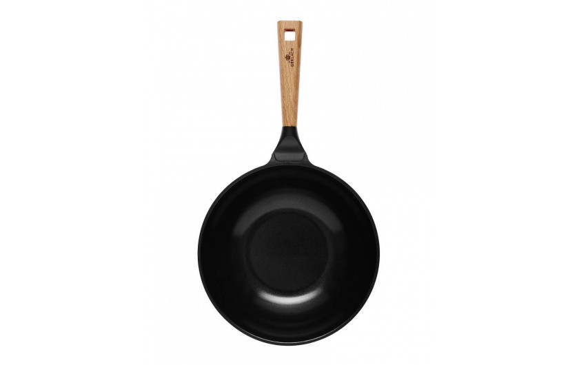 Topf 24/28cm + Pfanne 24cm + Grillpfanne 28cm + Wok-Pfanne 28cm + Schneidebrett NATUR