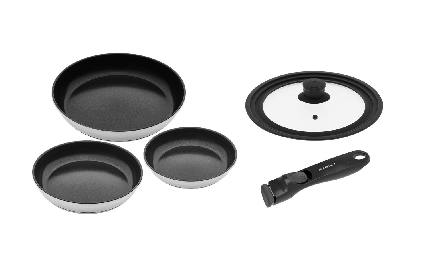 Pfanne 20cm + Pfanne 24cm + Pfanne 28cm SMART STEEL + Deckel