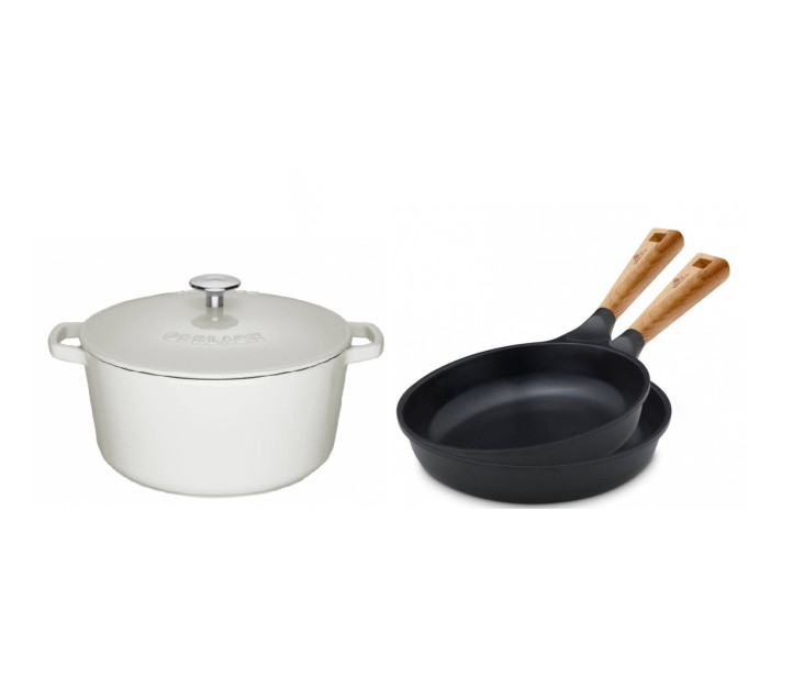 Gusseiserner Topf 5l NATUR IRON + Set 2xPfanne 24/28cm NATUR