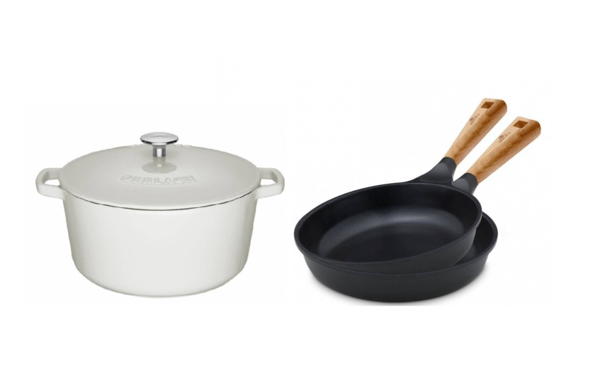 Gusseiserner Topf 5l NATUR IRON + Set 2xPfanne 24/28cm NATUR