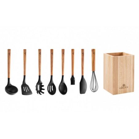 Küchenzubehör-Set NATUR + Behälter für Küchenutensilien NATUR