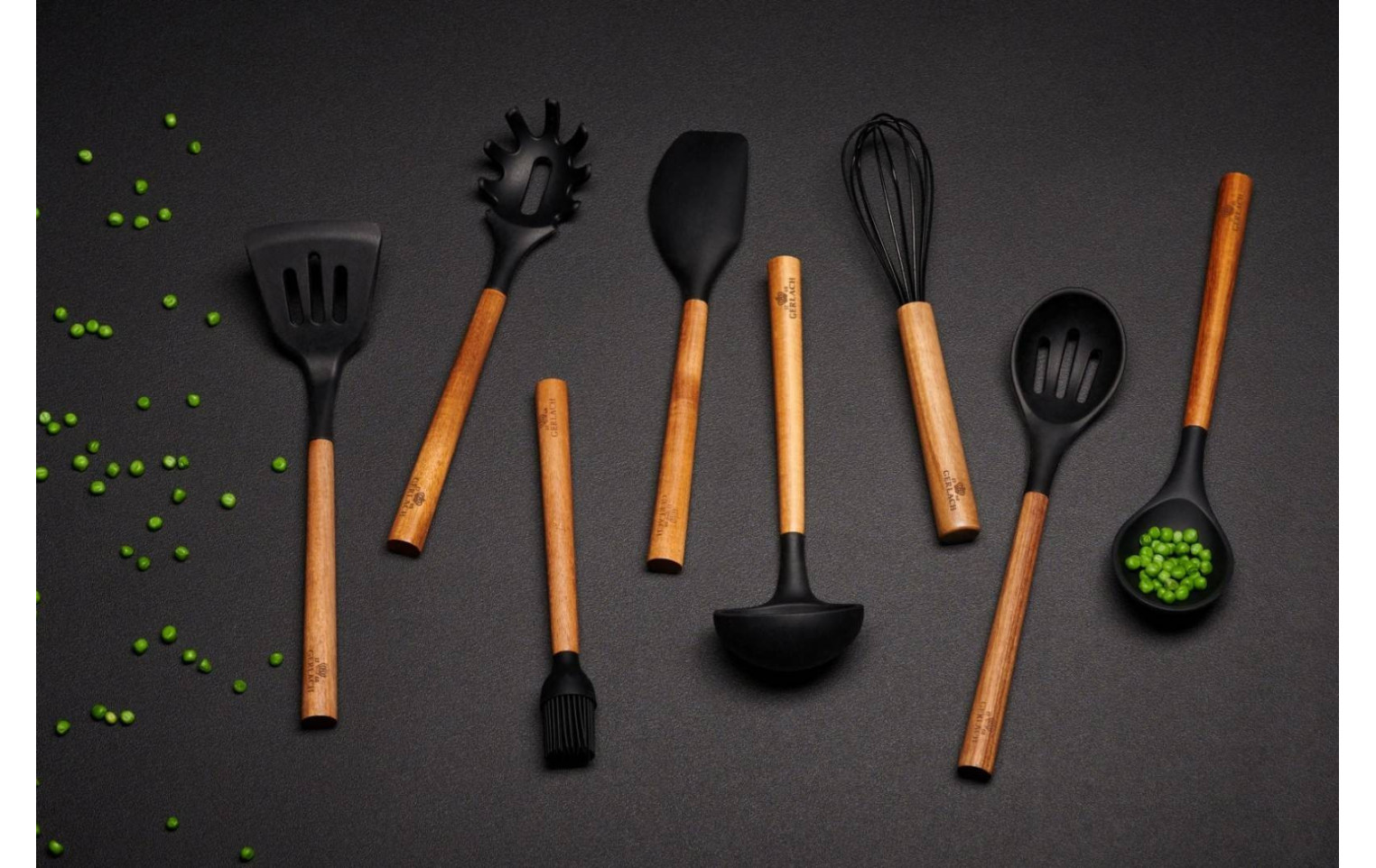 Küchenzubehör-Set NATUR + Behälter für Küchenutensilien NATUR