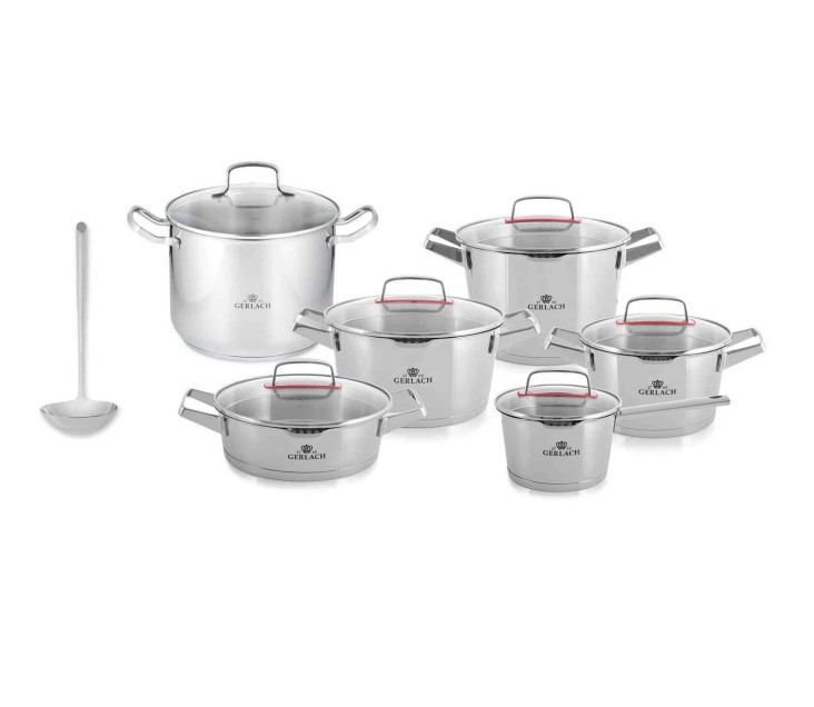 Superior 10-teiliges Topfset + Simple Topf mit Deckel 28 cm, 10 L + Virga Suppenkelle