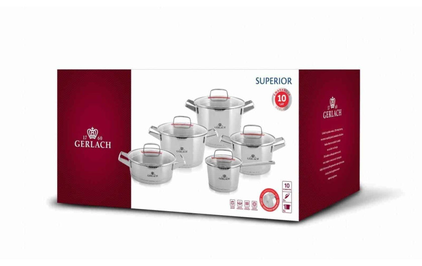 Topfset 10 Teile SUPERIOR + Topf 28cm 10l SIMPLE + Schöpfkelle VIRGA Topfset 10 Teile SUPERIOR + Topf 28cm 10l SIMPLE + Schöpfkelle VIRGA