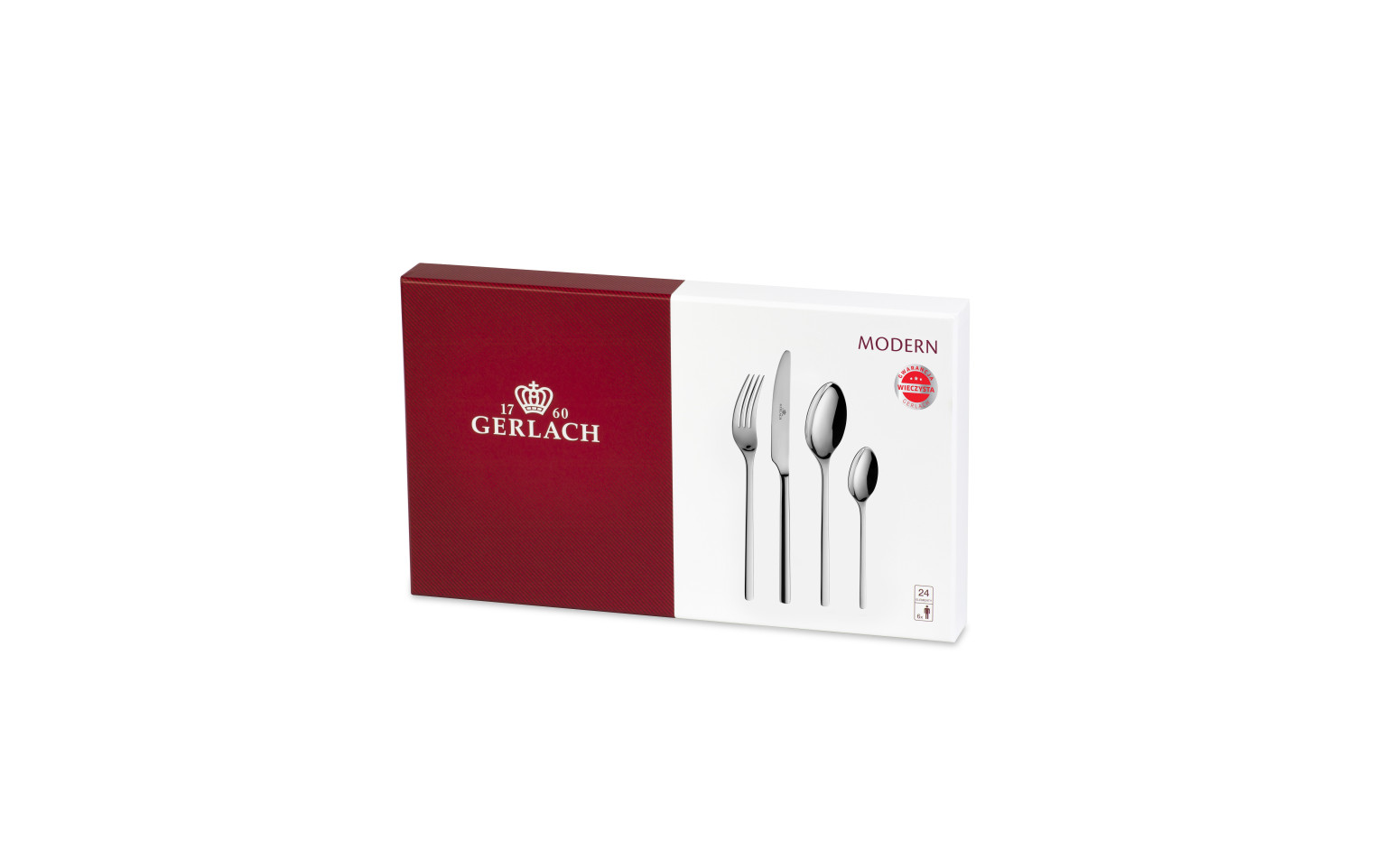Besteckset 24 Teile MODERN Poliert + Kuchengabeln 6 Teile MODERN Poliert