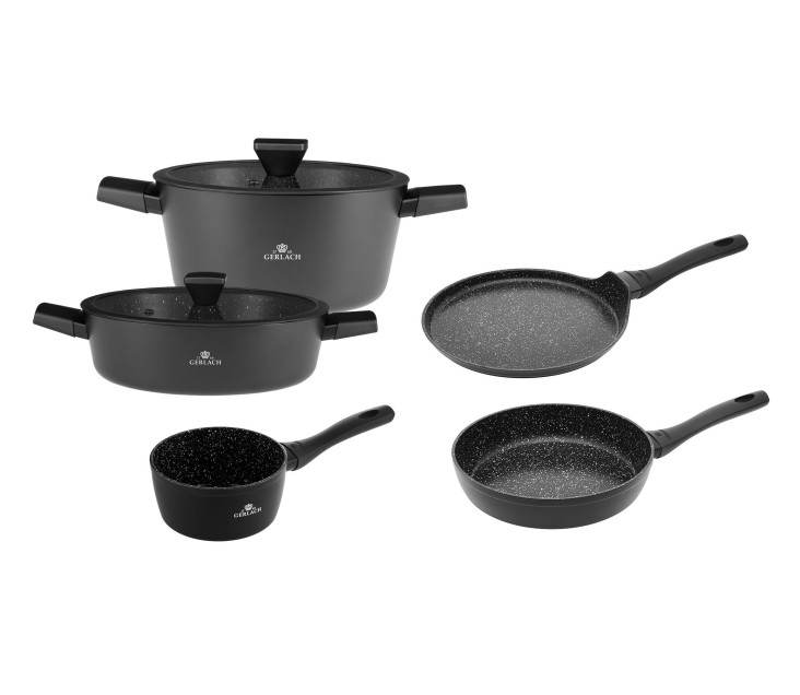 Topfset 2 Teile: Topf 24/28cm + 2xPfanne 24/25cm + Stieltopf 1,5l GRANITEX