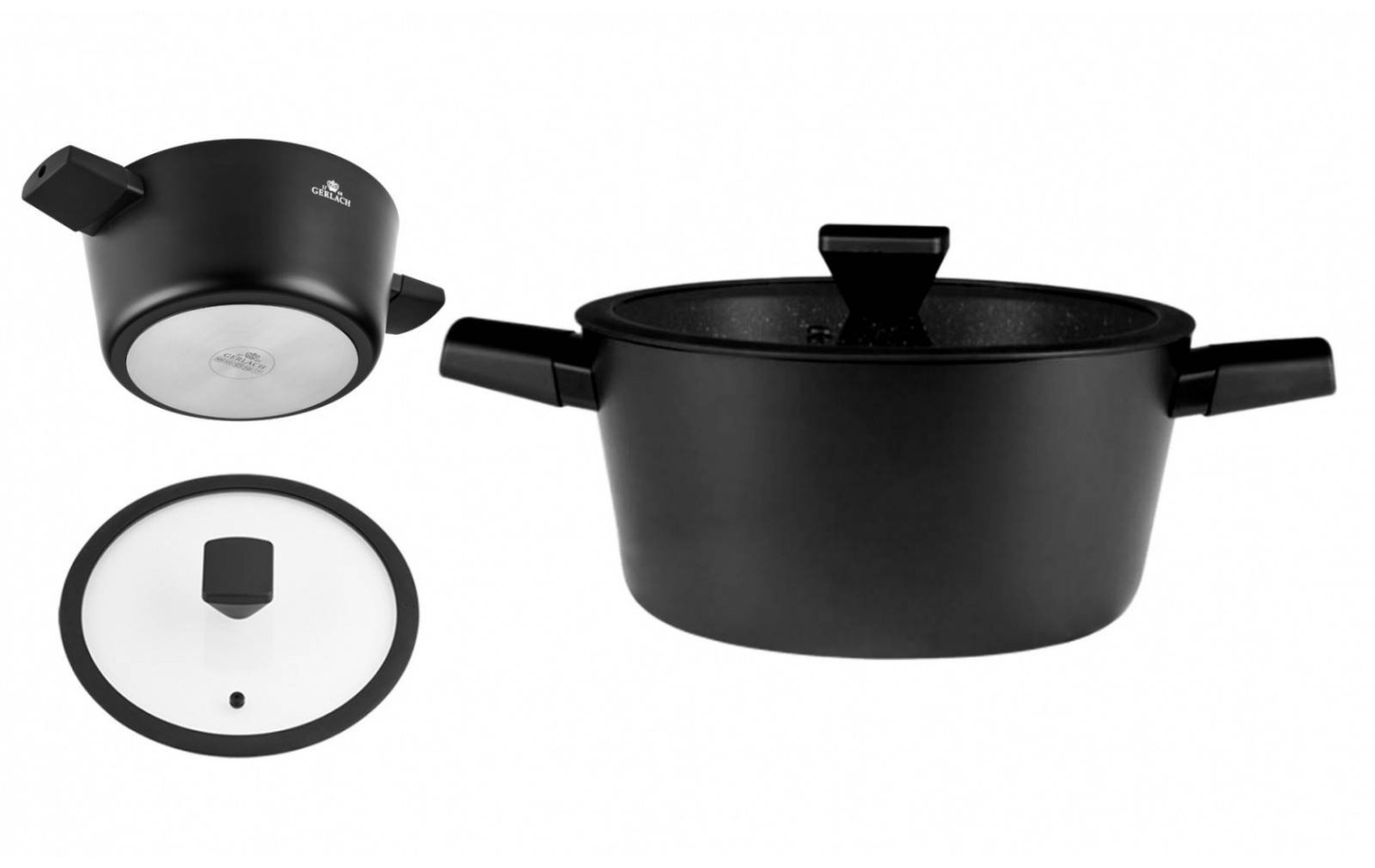 Topfset 2 Teile: Topf 24/28cm + 2xPfanne 24/25cm + Stieltopf 1,5l GRANITEX
