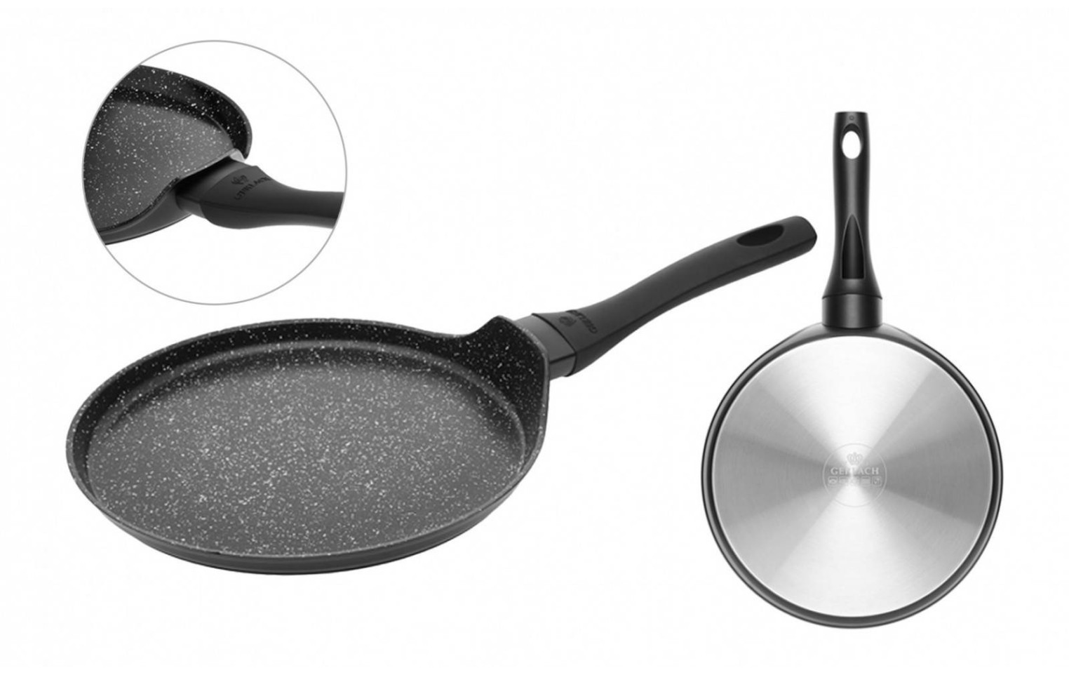 Topfset 2 Teile: Topf 24/28cm + 2xPfanne 24/25cm + Stieltopf 1,5l GRANITEX