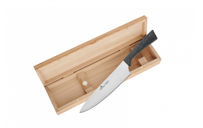 K&uuml;chenchefmesser 8'' SMART GRANIT in einer Holzkiste
