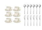 CELESTIA Tassen-Set mit Untertassen 12-teilig + Kaffeelöffel + Kuchengabeln CELESTIA/6 Pers.