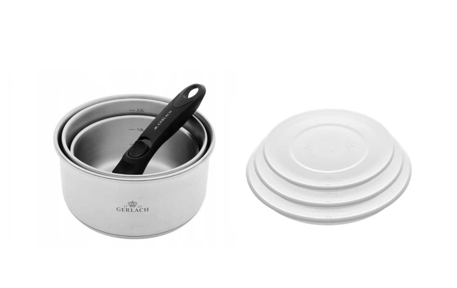 Topfset 4 Teile 16/18/20cm + Frischhaltedeckel 3 Teile 16/18/20cm SMART