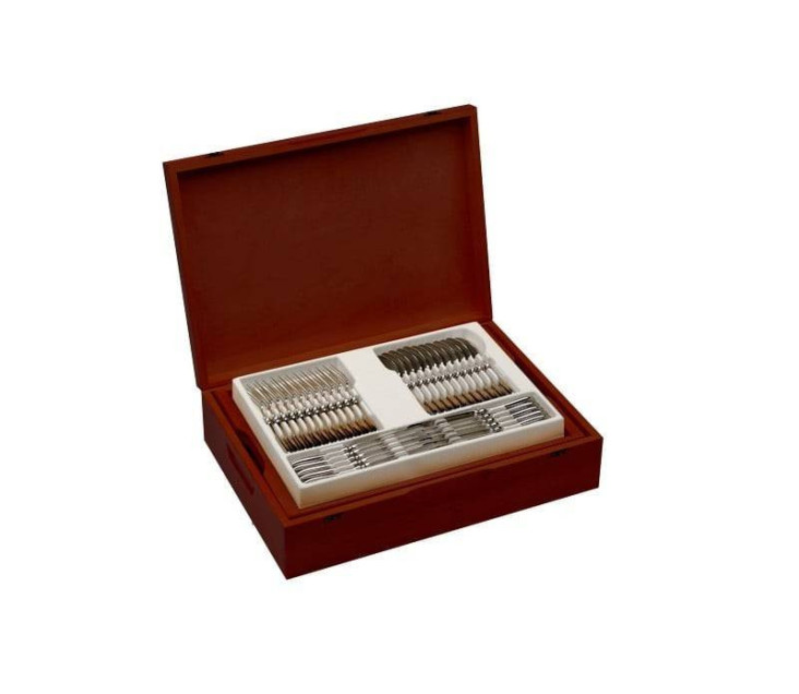 Besteckset in einer Holzkiste 68-teilig glänzend RETRO