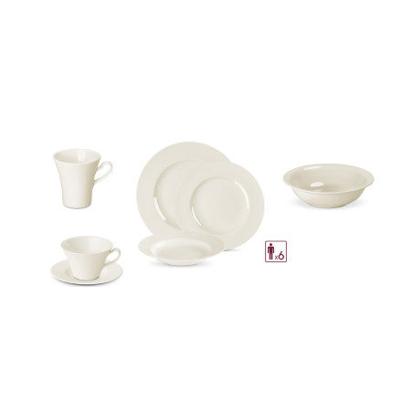 Geschirrset 36 Teile + Porzellanbeche 6 Teile + Tassen mit Untertassen 12 Teile + Salatschüssel 2 Teile