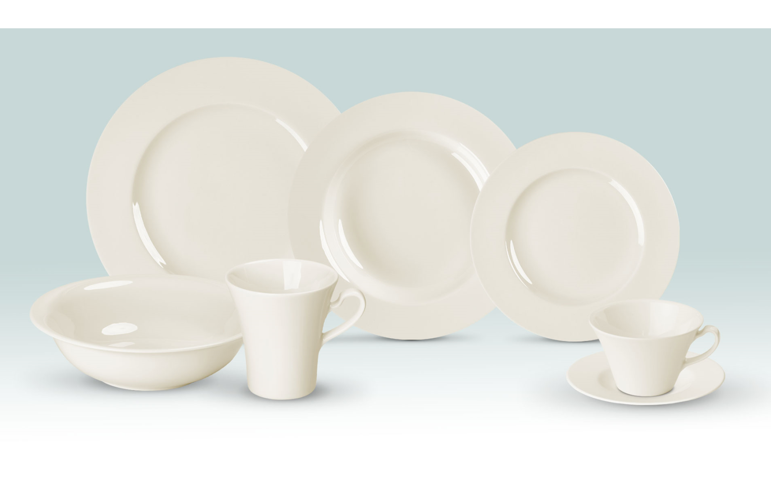 Geschirrset 36 Teile + Porzellanbeche 6 Teile + Tassen mit Untertassen 12 Teile + Salatschüssel 2 Teile