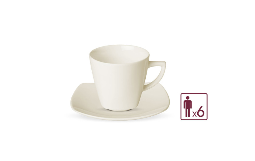 Porzellan-Service VALOR 36-teilig für 6 Personen: 18 Essteller + 12 Tasse mit Untertasse + Tassen