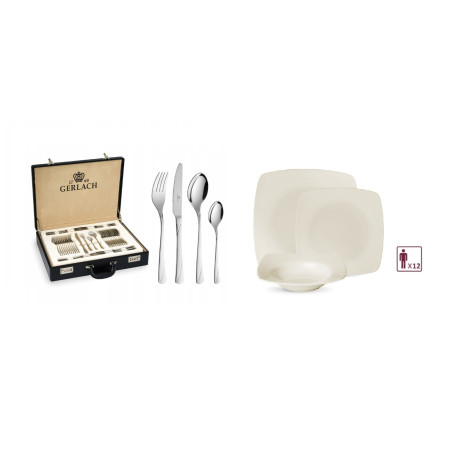 Besteckset 68 Teile + Koffer + Geschirrset 36 Teile VALOR für 12 Personen