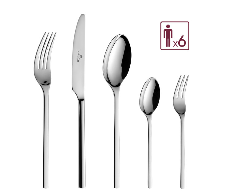 Besteckset 24 Teile MODERN Poliert + Kuchengabeln 6 Teile MODERN Poliert