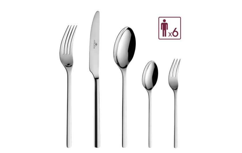 Besteckset 24 Teile MODERN Poliert + Kuchengabeln 6 Teile MODERN Poliert