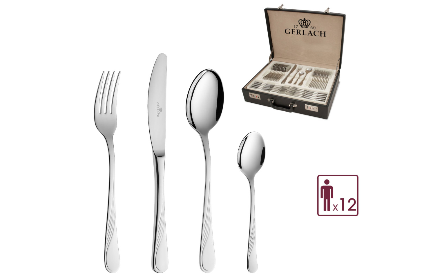Besteckset 68 Teile CELESTIA Poliert + Holzkiste