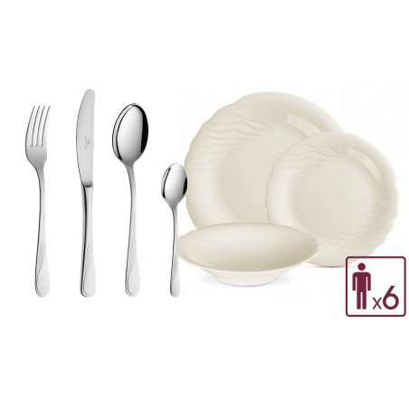 Geschirrset 18 Teile CELESTIA + Besteckset 24 Teile CELESTIA Poliert für 6 Personen