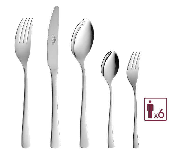 Besteckset 24 Teile TUNEA poliert + Kuchengabeln 6 Stück.