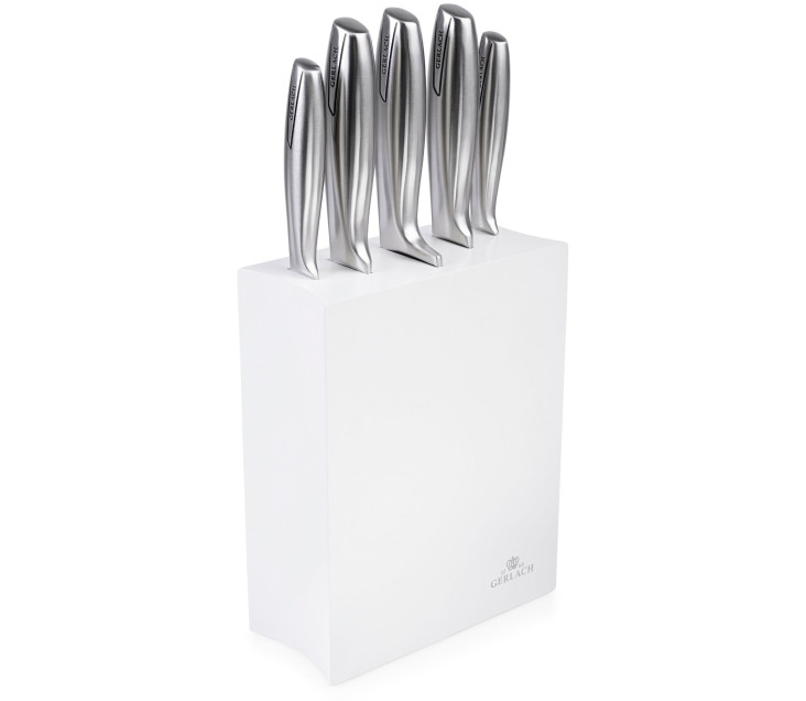 Messerset im Block MODERN Wei&szlig;